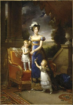 Marie-Caroline Ferdinande Louise des Deux-Siciles et ses enfants : Louise d'Artois et Henri d'Artois - par François Gérard - 1822
